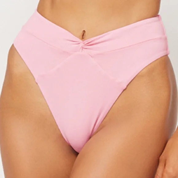 NWT L*Space Nancy Lee Bitsy Bikini Bottom Crystal Pink Twist Front, Size X-Large - Picture 4 of 10